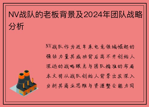 NV战队的老板背景及2024年团队战略分析