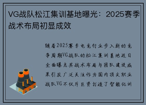 VG战队松江集训基地曝光：2025赛季战术布局初显成效